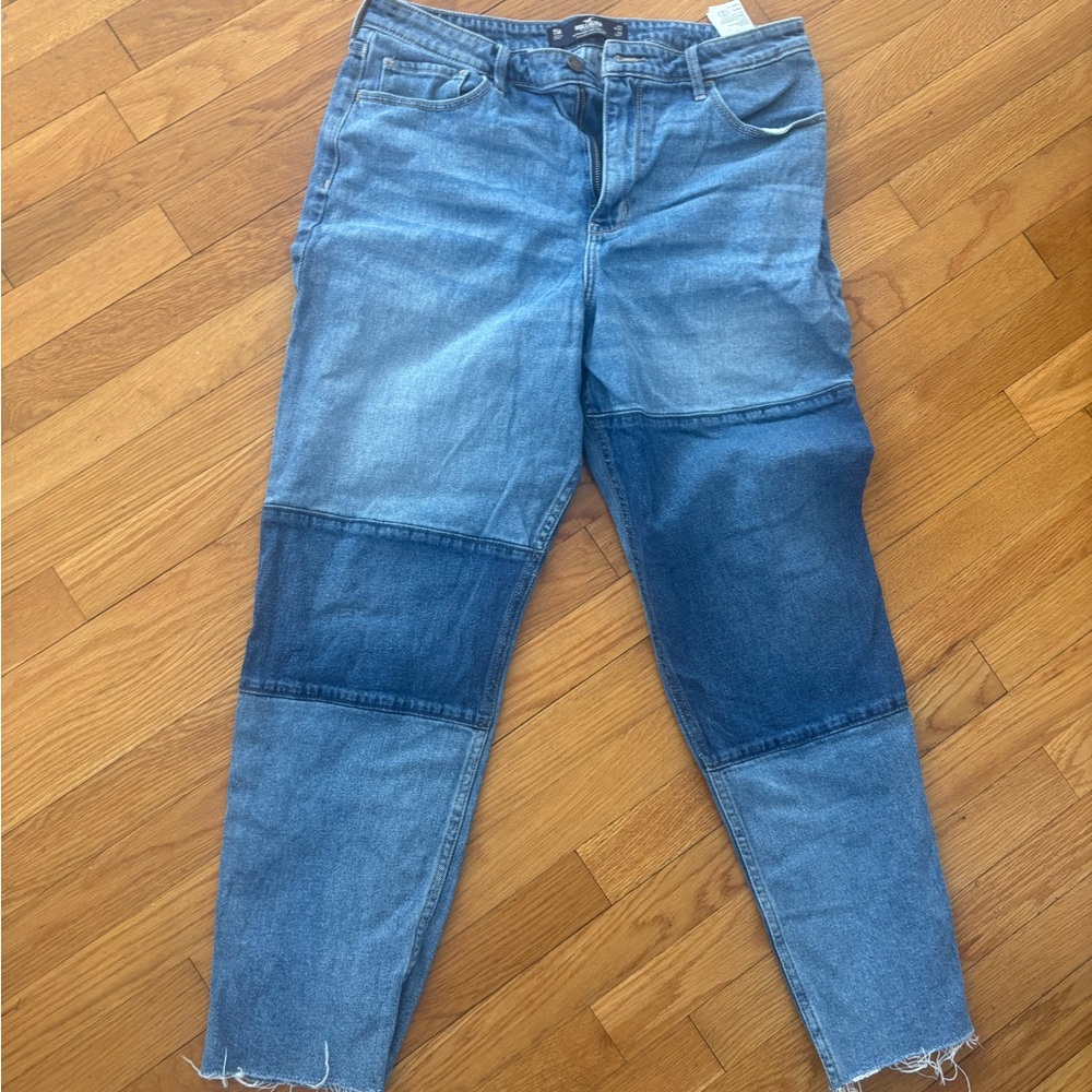 Hollister Blue Patchwork Ankle Jeans